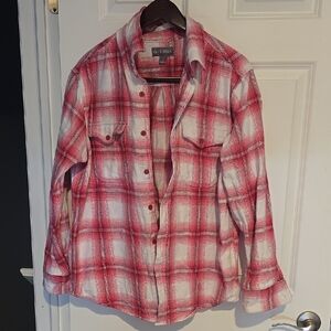 Red and White Plaid Button-Up Shirt
